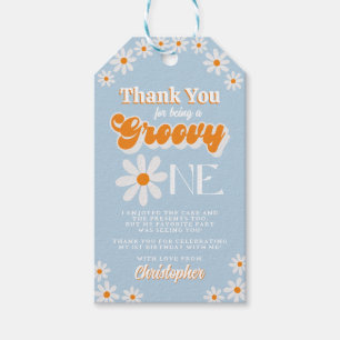 Retro Groovy One Boys 1st Birthday Gift Tags