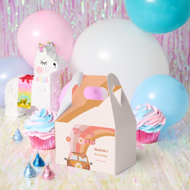 Retro Groovy one Daisy Flower Birthday Party Favor Box (Party)