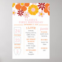 Retro Groovy One Floral First Birthday Milestone