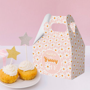 Retro Groovy One Girls 1st Birthday Favor Box