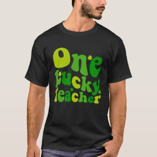 Retro Groovy One Lucky Shamrock Teacher St Patrick T-Shirt
