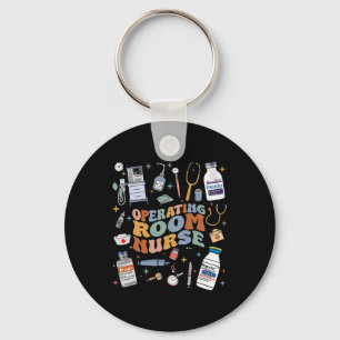 Retro Groovy Operating Room Nurse Or Nursing Schoo Keychain