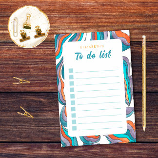 Retro Groovy Orange Blue To Do List Checklist Post-it Notes