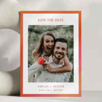 Retro Groovy Orange Fun Summer Gradient Wedding