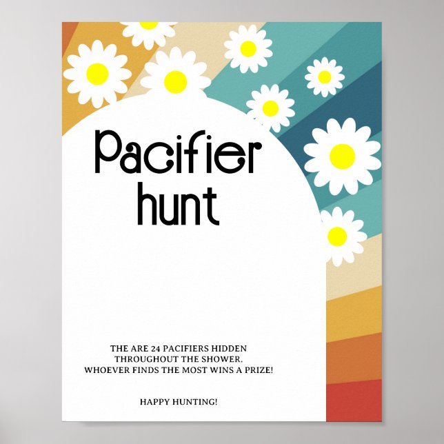 Retro Groovy - Pacifier hunt baby shower game Poster (Front)