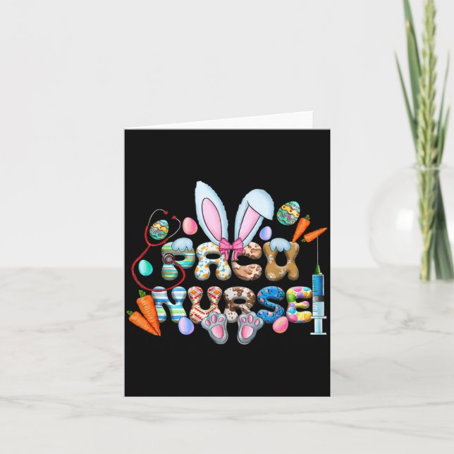 Retro Groovy Pacu Nurse Bunny Ear Funny Easter Card (Front)