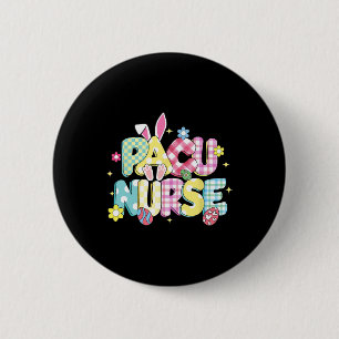 Retro Groovy Pacu Nurse Bunny Ear Funny Easter Gif 2 Inch Round Button
