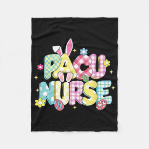 Retro Groovy Pacu Nurse Bunny Ear Funny Easter Gif Fleece Blanket