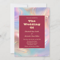 Retro groovy pastel abstract waves wedding