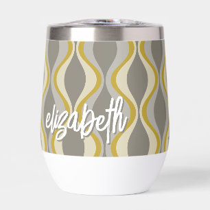 retro groovy pattern - monogram - gold taupe