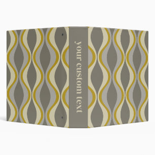 retro groovy pattern - monogram - gold taupe binder