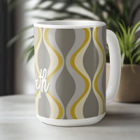 retro groovy pattern - monogram - gold taupe