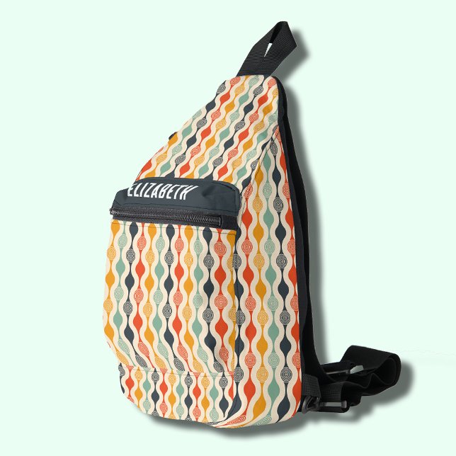 Retro Groovy Pattern Sling Bag (Retro Groovy Stripe Pattern Sling Bag)