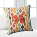 Retro Groovy Pattern Throw Pillow<br><div class="desc">Your monogram and first name highlight a retro mod circle pattern in a groovy colour palette,  this throw pillow is fun for you,  your kids,  college dorm rooms or give as a gift. (You can remove the monogram and first name,  just leave the personalization blank.)</div>