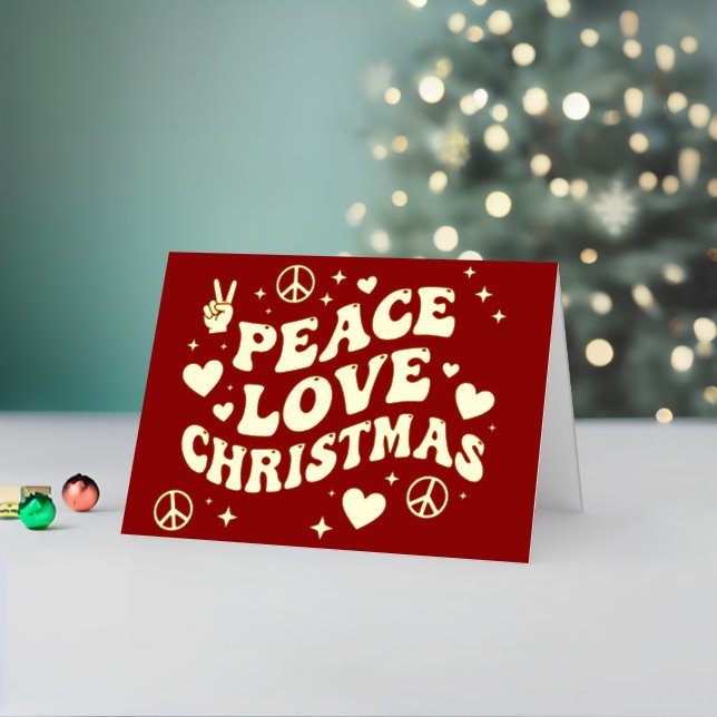 Retro Groovy Peace Love Christmas Foil Holiday Card (Holiday In Situ 2)