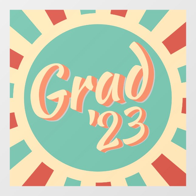 Retro Groovy Peachy Graduation Grad Class of 2023 Window Cling (Sheet)