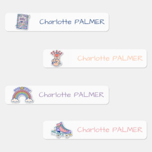 Retro Groovy Personalized Waterproof Name Labels