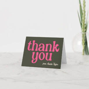 Retro Groovy Pink and Green Bridal Shower Folded Thank You Card