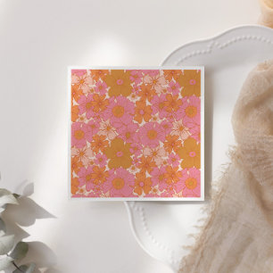 Retro Groovy Pink Boho Baby in Bloom  Napkin