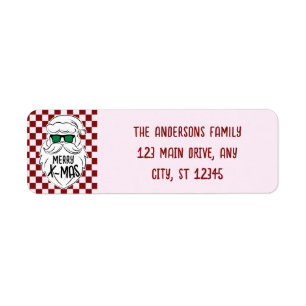 Retro Groovy Pink Checkered Santa Claus Christmas