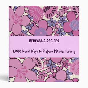 Retro Groovy Pink Floral Recipe Binder ~ Customize