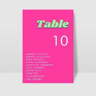 Retro Groovy Pink Green Table Number Seating Chart