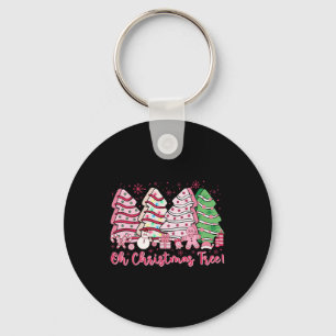 Retro Groovy Pink Oh Christmas Tree Cakes Debbie C Keychain
