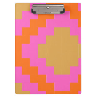 ​Retro Groovy Pink Orange Geometric  Clipboard