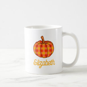 Retro Groovy Plaid Pumpkin Chequered Thanksgiving Coffee Mug