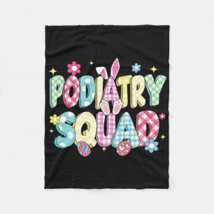Retro Groovy Podiatry Squad Bunny Ear Funny Easter Fleece Blanket