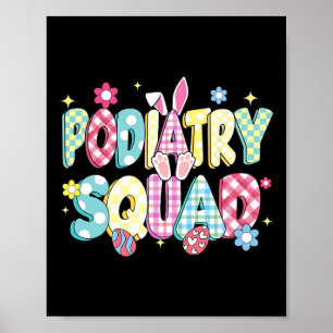Retro Groovy Podiatry Squad Bunny Ear Funny Easter Poster