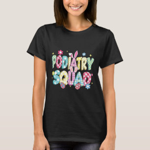 Retro Groovy Podiatry Squad Bunny Ear Funny Easter T-Shirt
