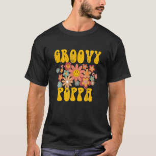 Retro Groovy Poppa Matching Family 1st Birthday Pa T-Shirt