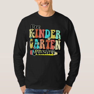 Retro Groovy Pre K Teacher First Day Back to Schoo T-Shirt