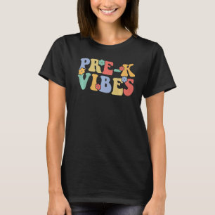 Retro Groovy Pre K Vibes Back To School Preschool  T-Shirt
