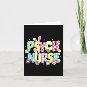 Retro Groovy Psych Nurse Bunny Ear Funny Easter Gi Card