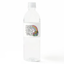 Retro Groovy Rainbow Good Vibes Only Water Bottle