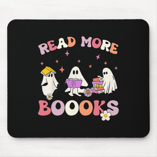 retro Groovy Read More Books Ghost Boo ghoul Fun H Mouse Pad (Front)