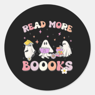 retro Groovy Read More Books Ghost Boo ghoul funny Classic Round Sticker