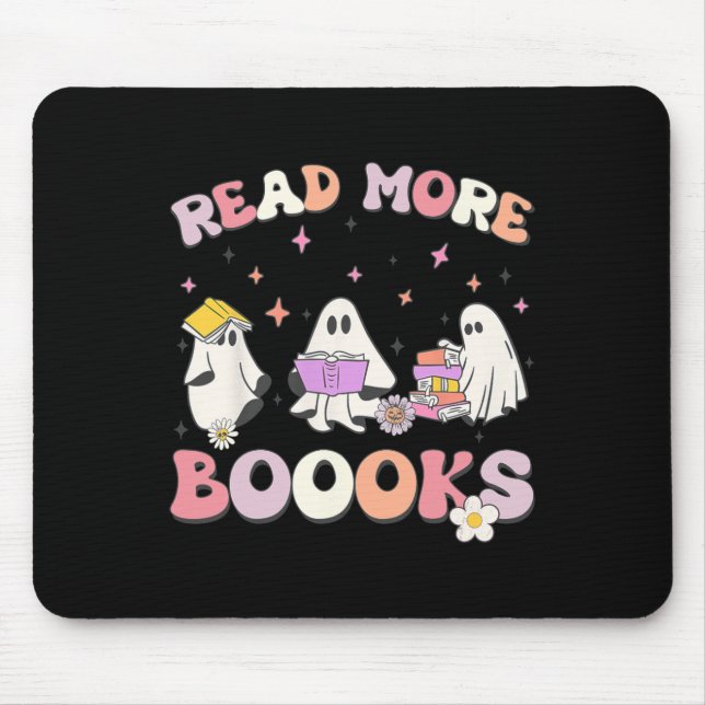 retro Groovy Read More Books Ghost Boo ghoul funny Mouse Pad (Front)
