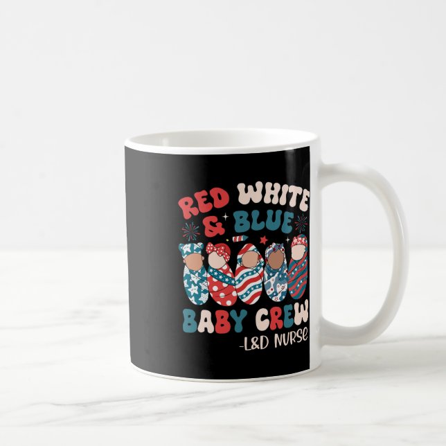 Retro Groovy Red White Blue  Coffee Mug (Right)