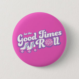 Retro Groovy Roller Disco Party 2 Inch Round Button