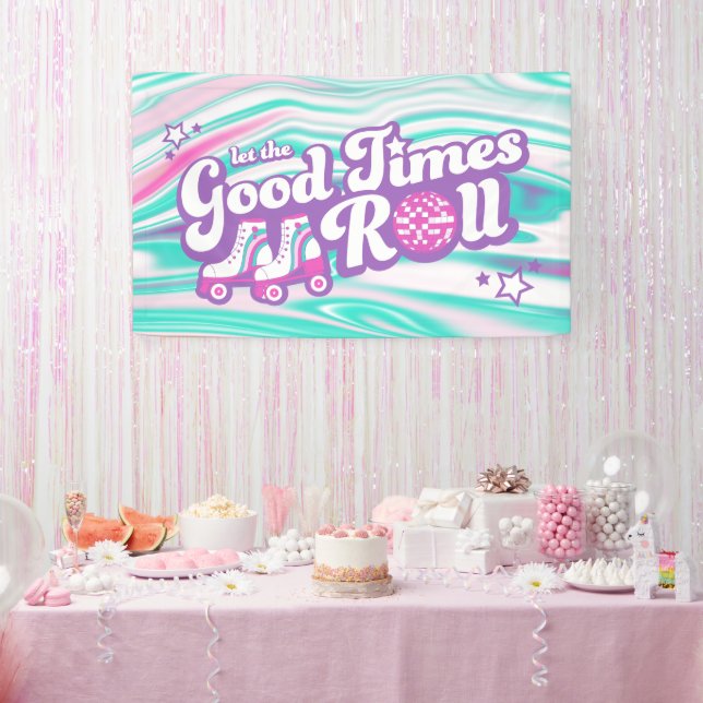 Retro Groovy Roller Disco Party Banner (Party)