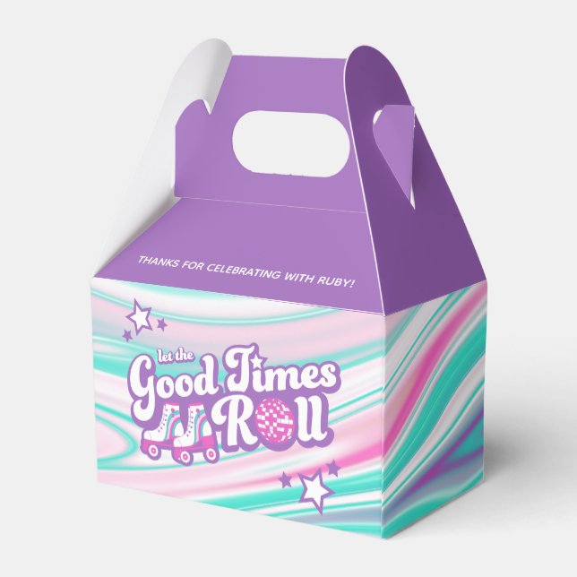 Retro Groovy Roller Disco Party Favor Box (Back Side)