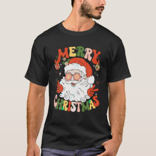 Retro Groovy Santa Claus Merry Christmas 2023 Men T-Shirt