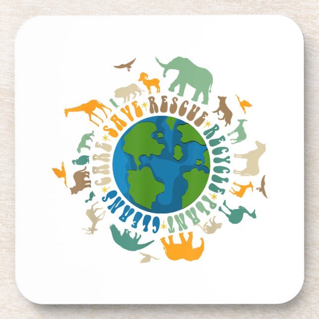 Retro Groovy Save Bees Rescue Animals Recycle Fun  Coaster (Front)
