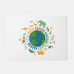 Retro Groovy Save Bees Rescue Animals Recycle Fun Doormat