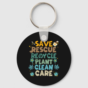 Retro Groovy Save Bees Rescue Animals Recycle Fun Keychain