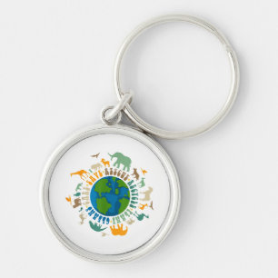Retro Groovy Save Bees Rescue Animals Recycle Fun Keychain