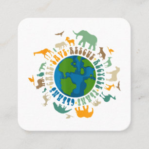 Retro Groovy Save Bees Rescue Animals Recycle Fun  Square Business Card
